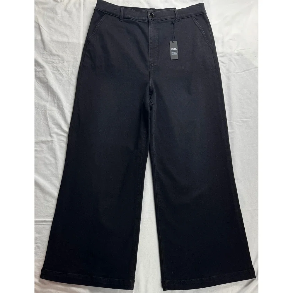 Ann Taylor The Trouser High Rise Wide Leg Black Denim Jeans Size 16 NWT - Picture 7 of 16